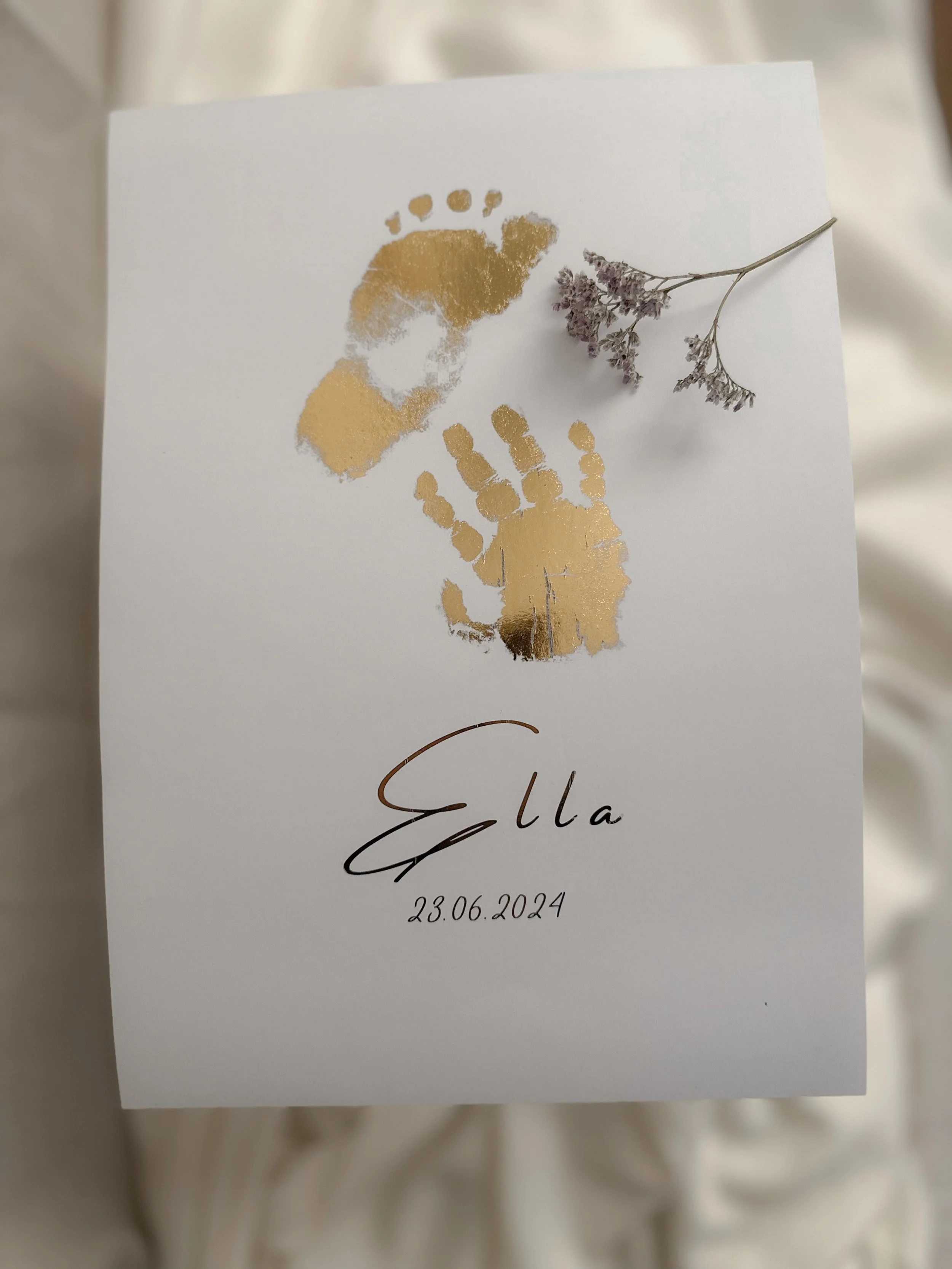 Mon Empreinte Dorée — affiche A4 empreinte bébé personnalisée avec QR code