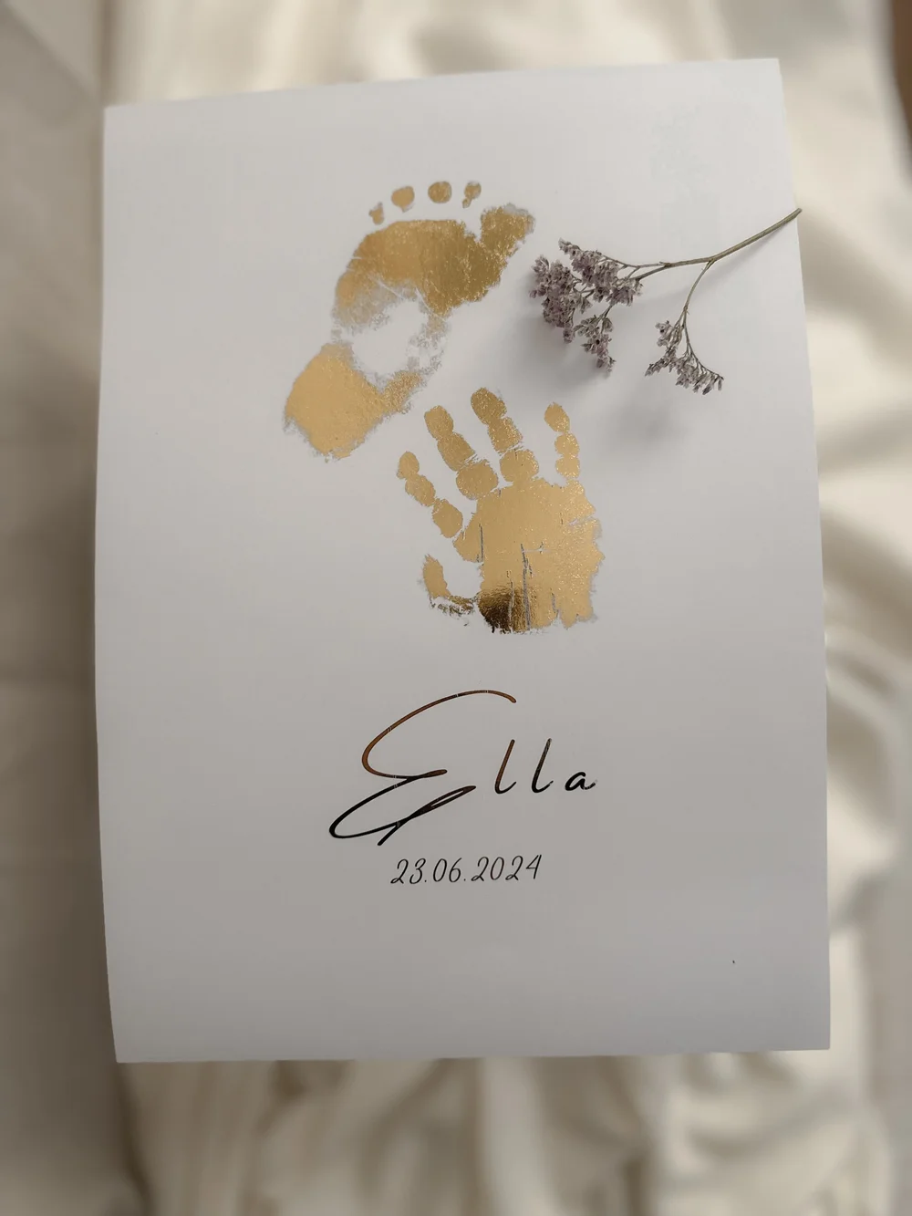 Mon Empreinte Dorée — affiche A4 empreinte bébé personnalisée avec QR code