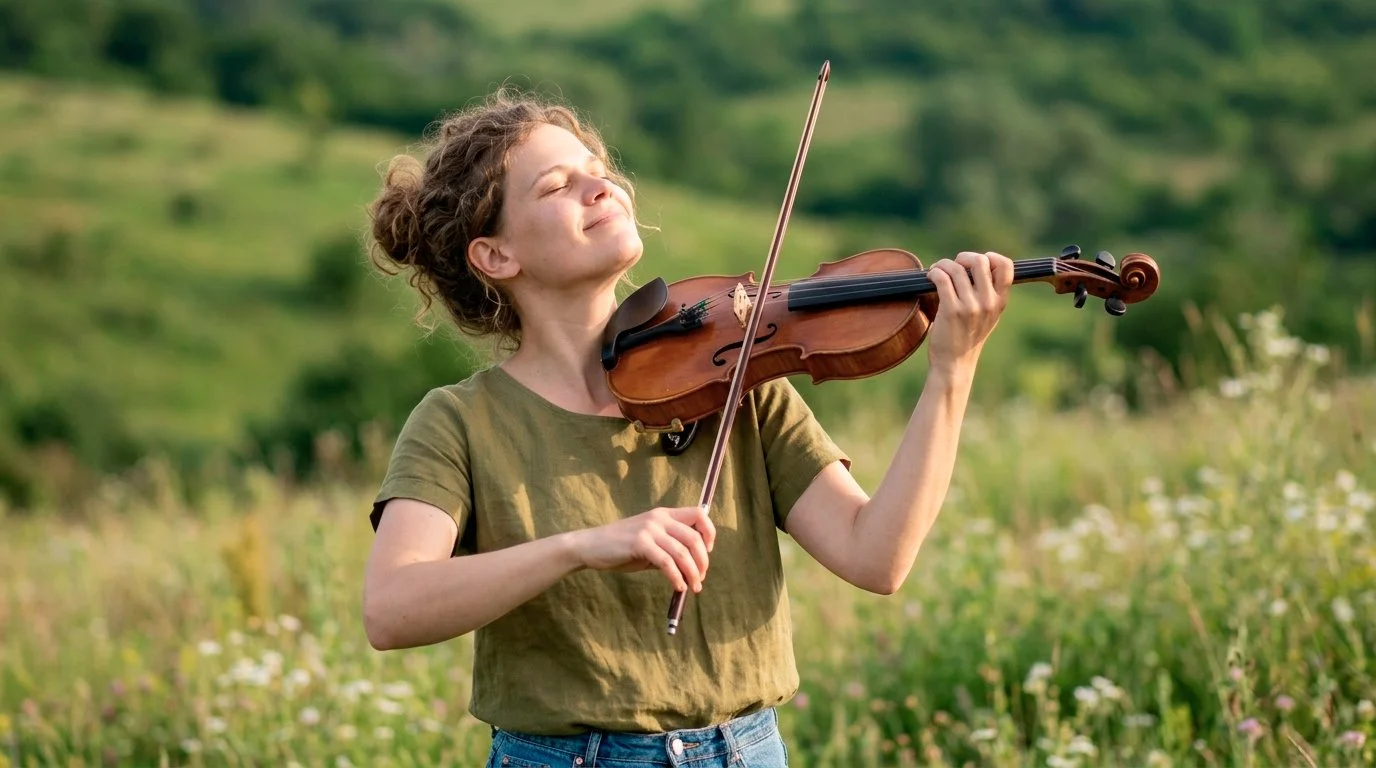 Léna Ruisz demonstrating tone and bow control on the violin