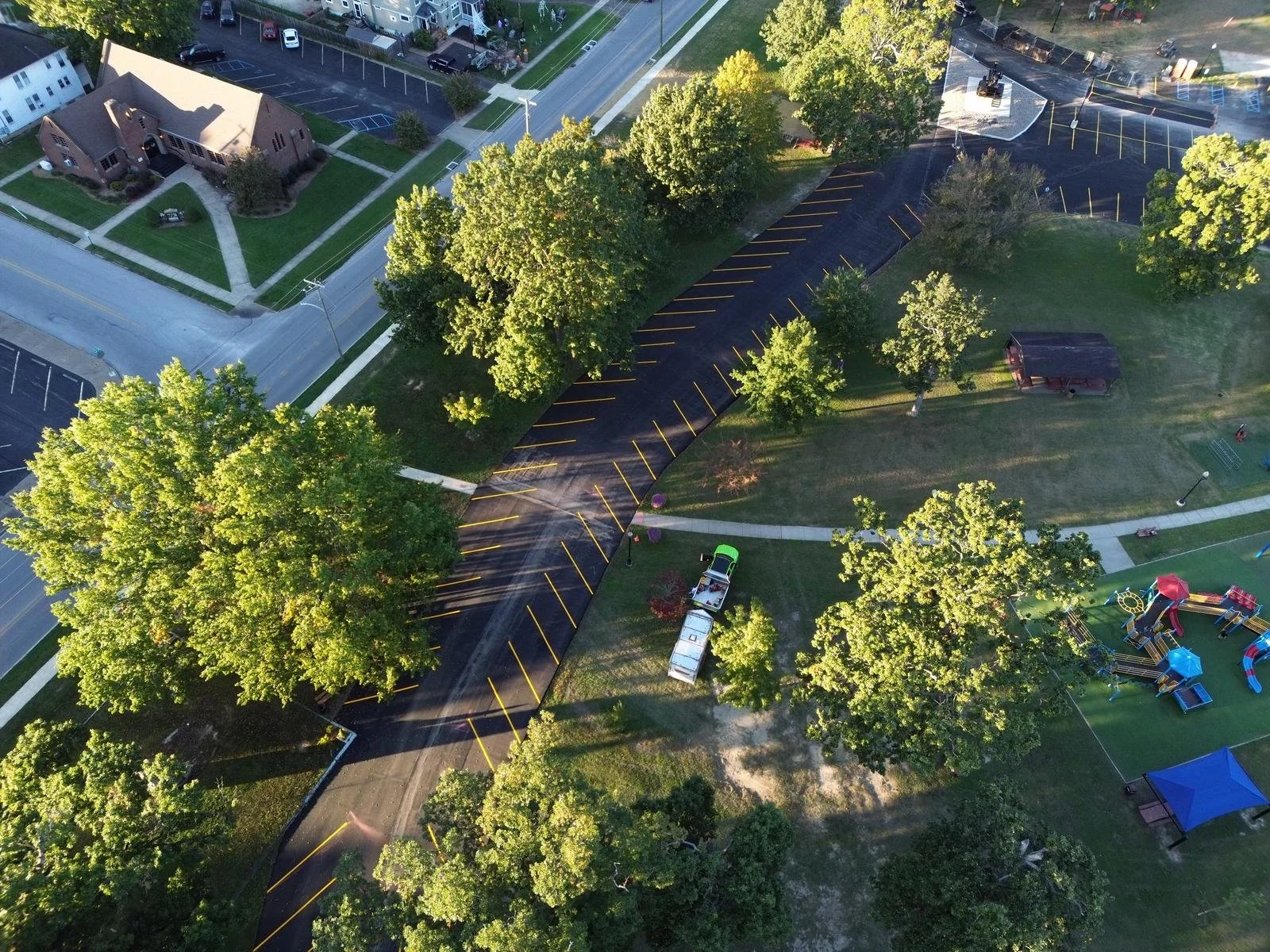 Line striping in Parkersburg, WV by Elite Pavement Maintenance LLC