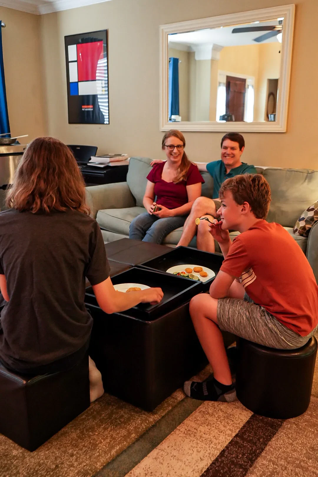 Family gathered around the table for dinner