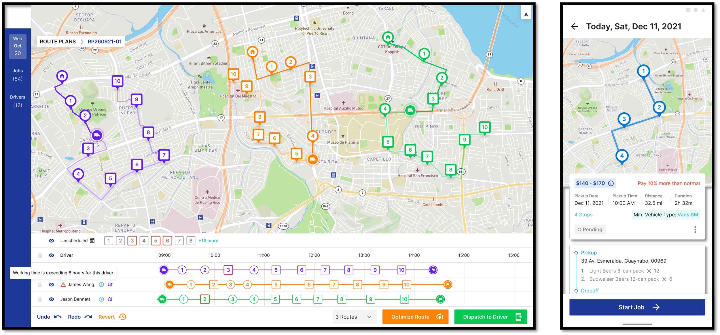 Routina Routing Network Map showing optimized caregiver routes