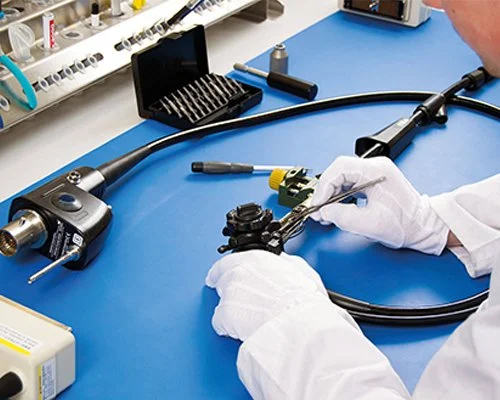 Technician with equipment