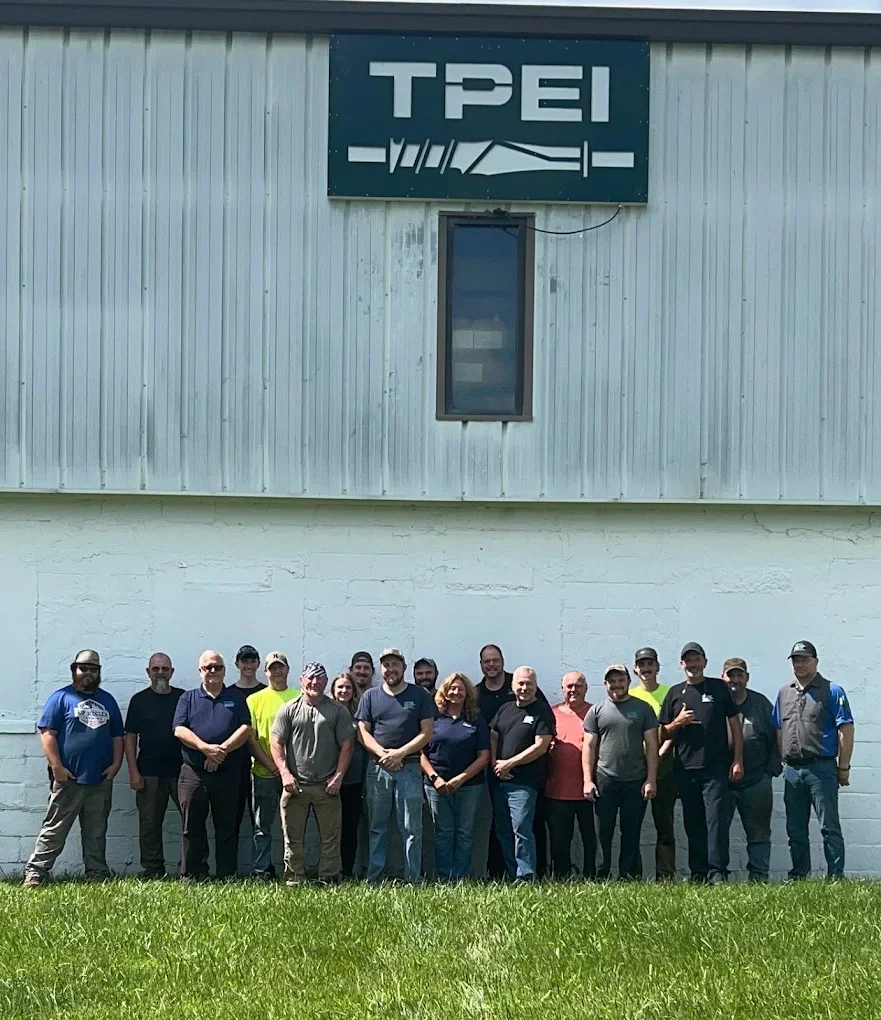 The TPEI team standing together in front of the Lehighton, Pennsylvania facility