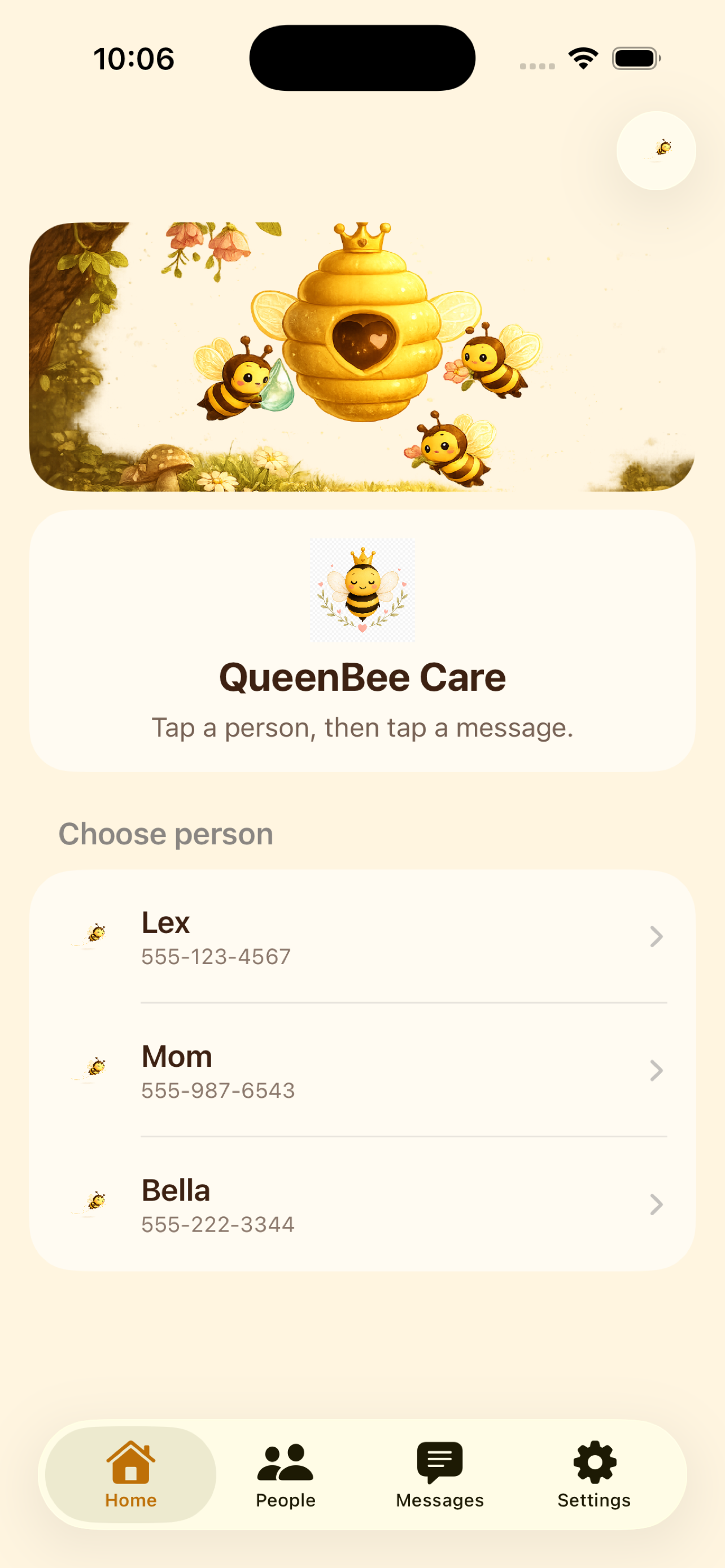 QueenBee home screen