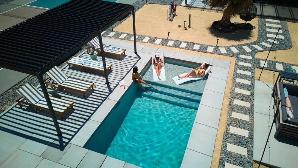 Aerial view of the pool at The Desert Willow Joshua Tree