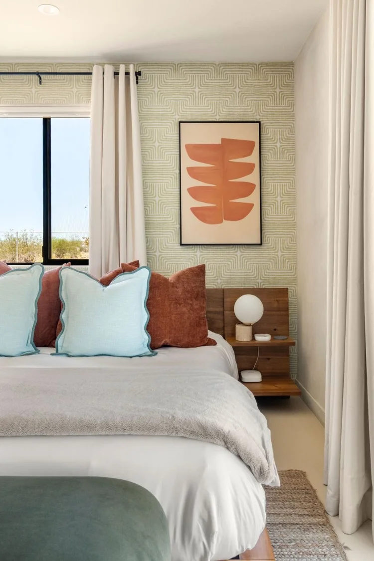 Pillows and nightstand detail in the Desert Maze Room