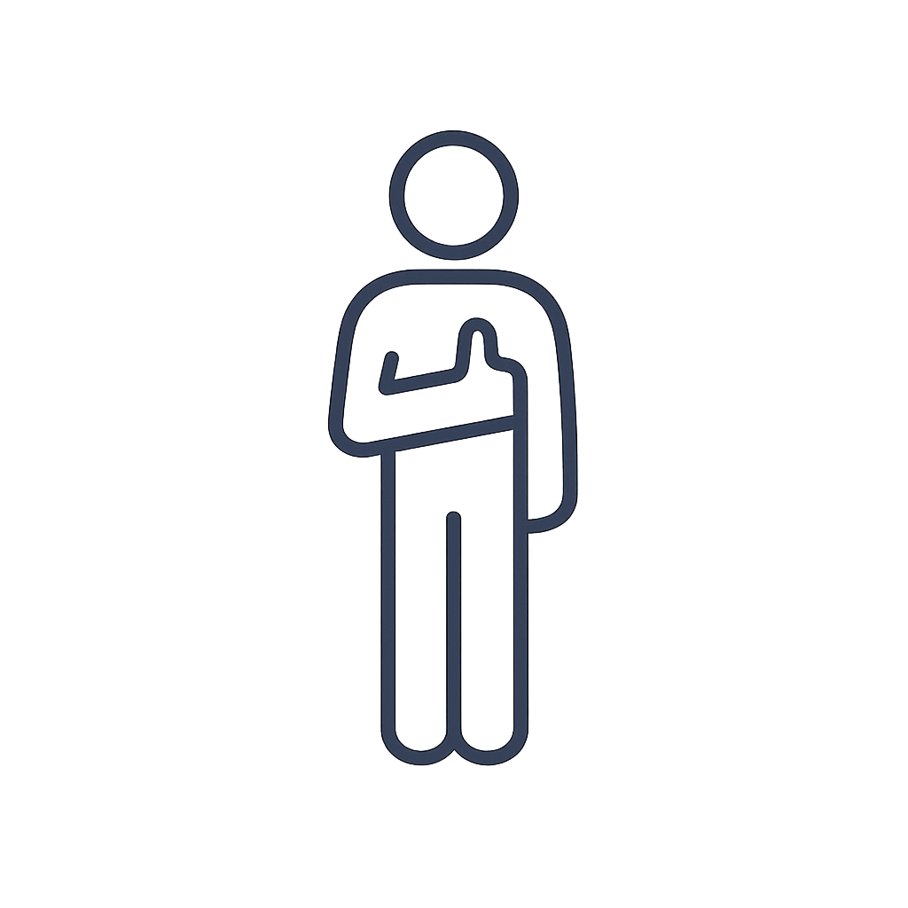 Icon of a person with a hand on their heart, representing feeling good about yourself