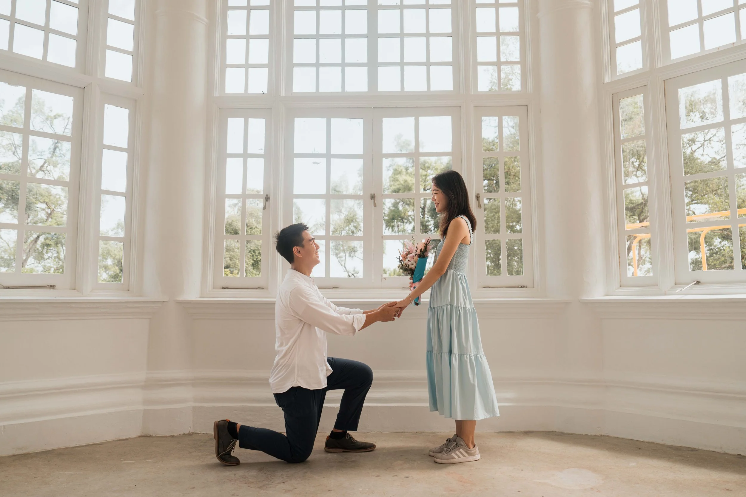 Ethan and Ying Xin's surprise proposal at Singapore Botanic Gardens