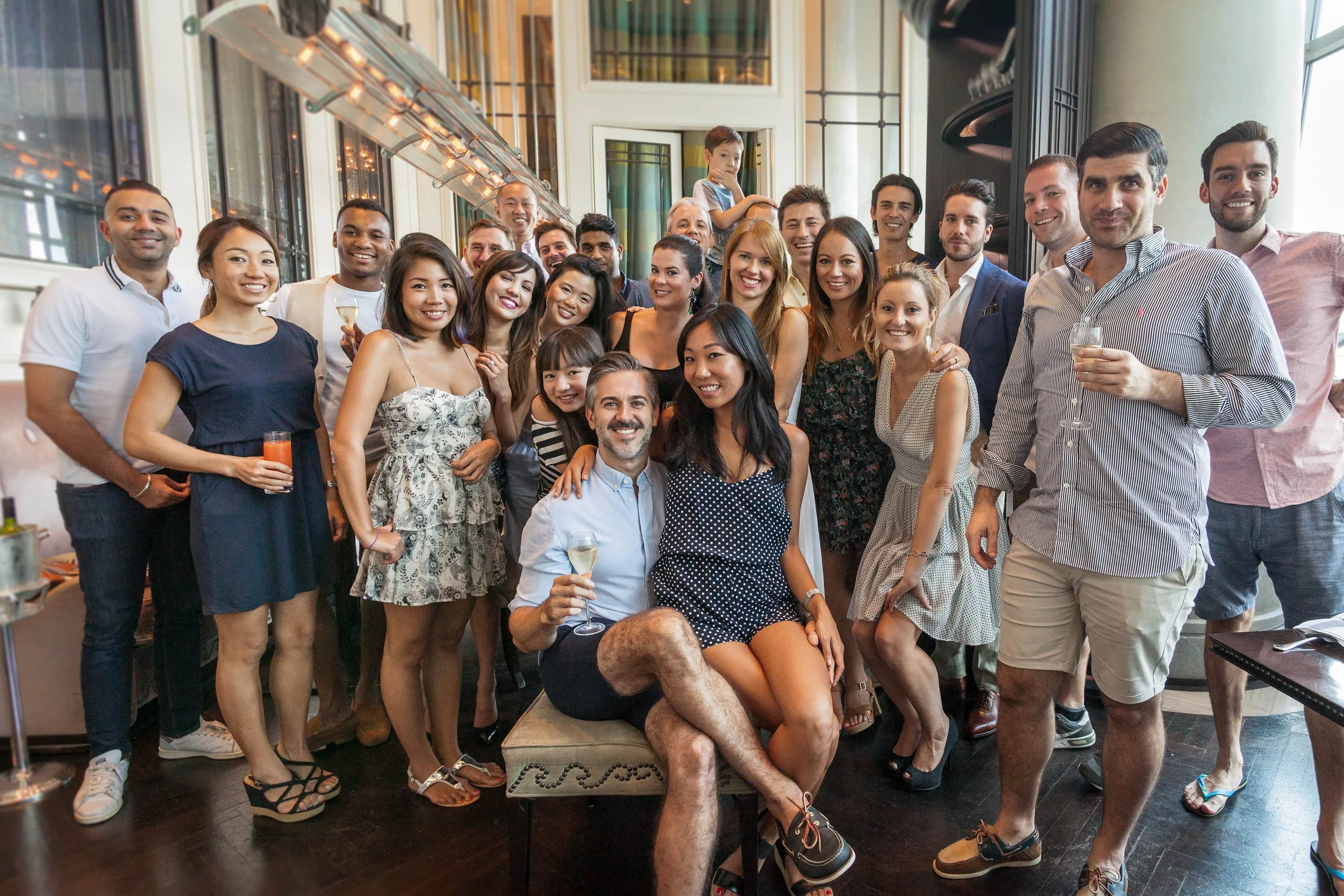 Candid laughter at a private event