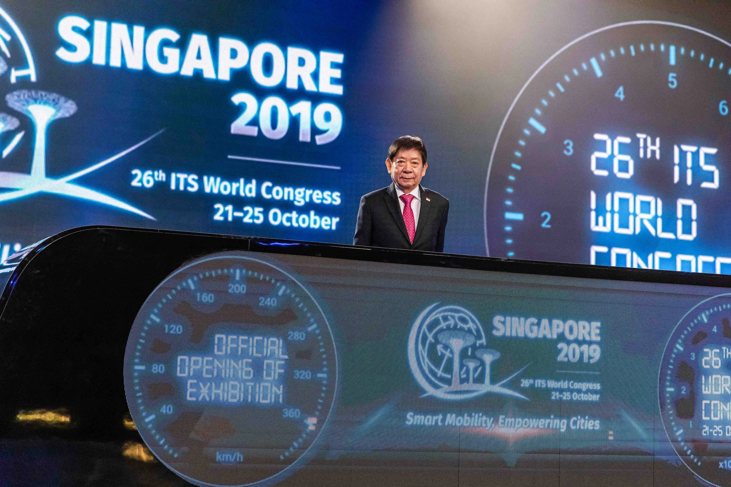 Speaker addressing delegates during the 26th ITS World Congress at Suntec Singapore Convention & Exhibition Centre