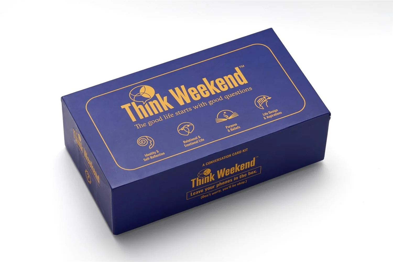 The Think Weekend conversation card kit box