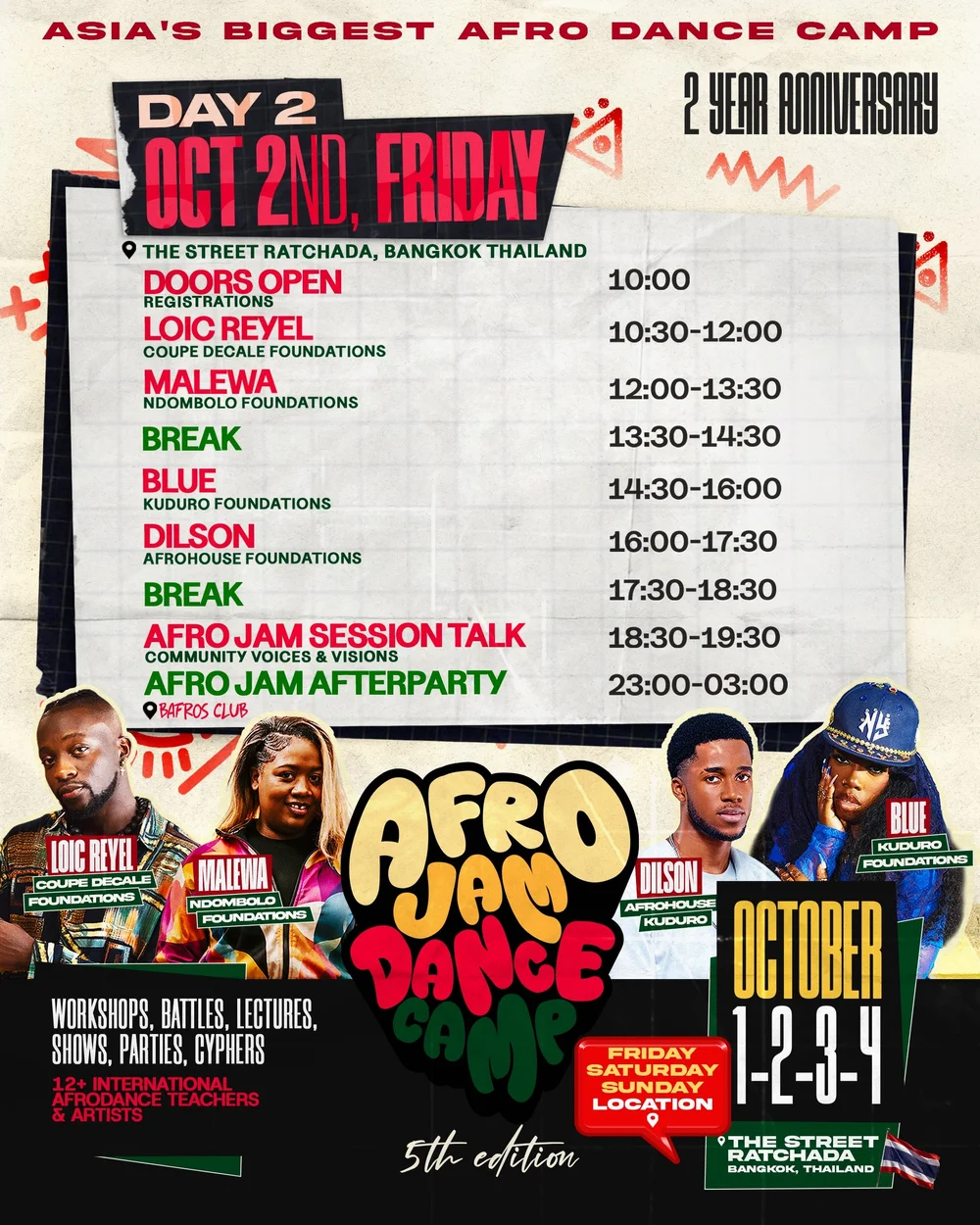 Afro Jam Dance Camp timetable: Friday · 2 October 2026