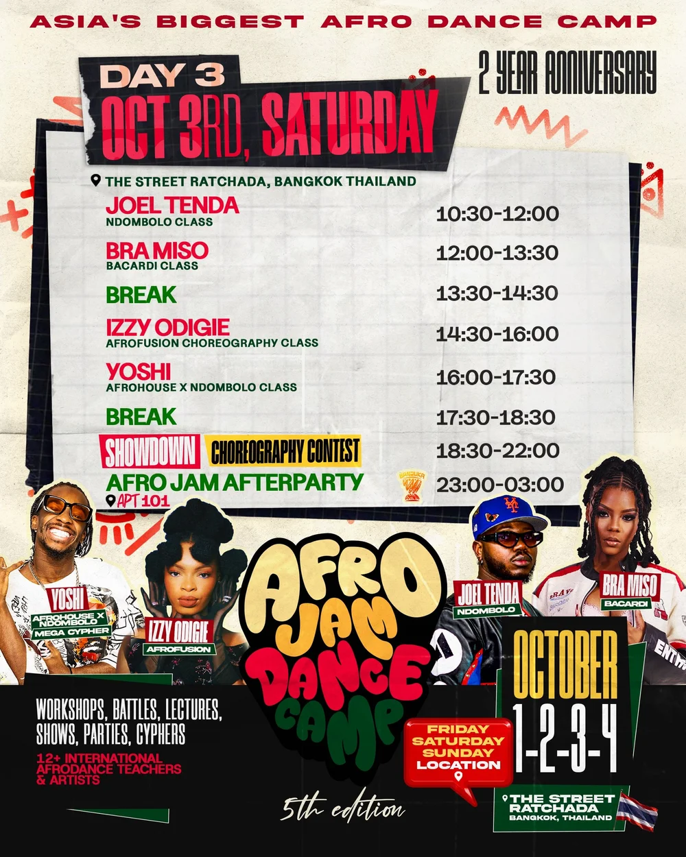 Afro Jam Dance Camp timetable: Saturday · 3 October 2026
