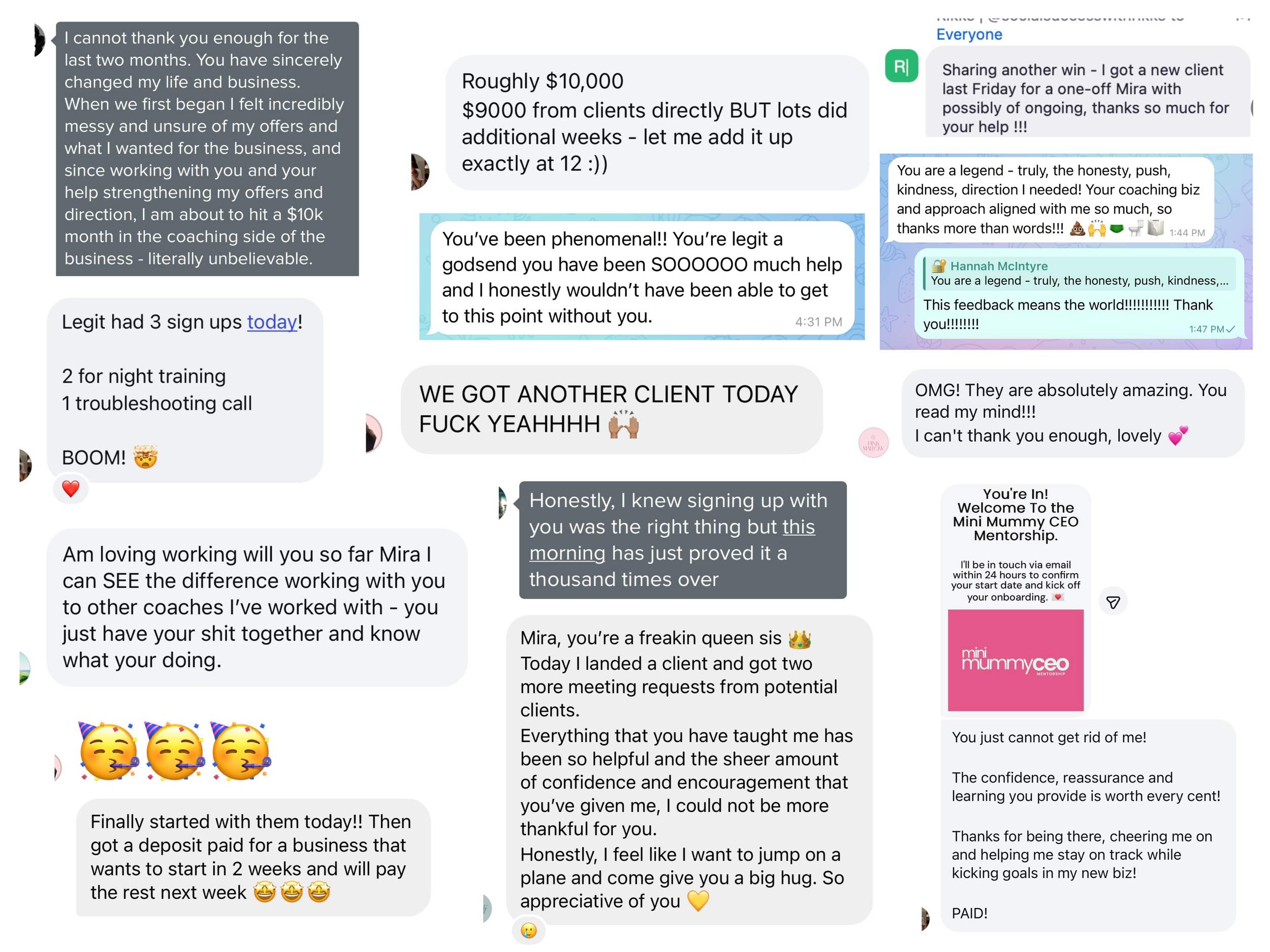 Message from a coaching client