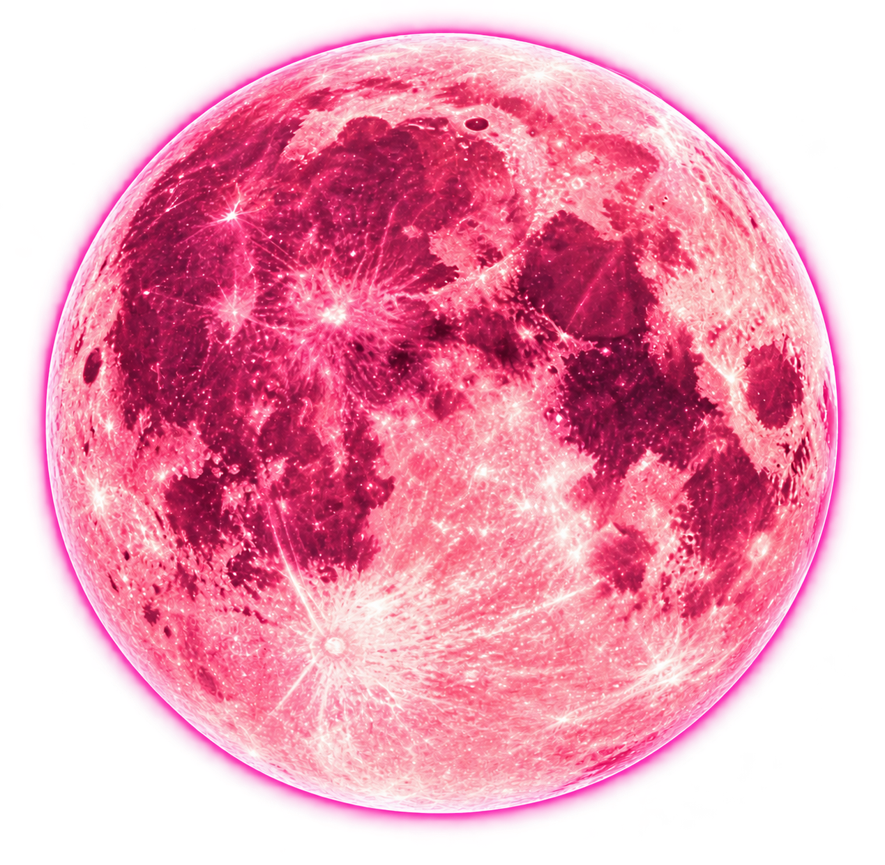 Glowing pink moon over the marina