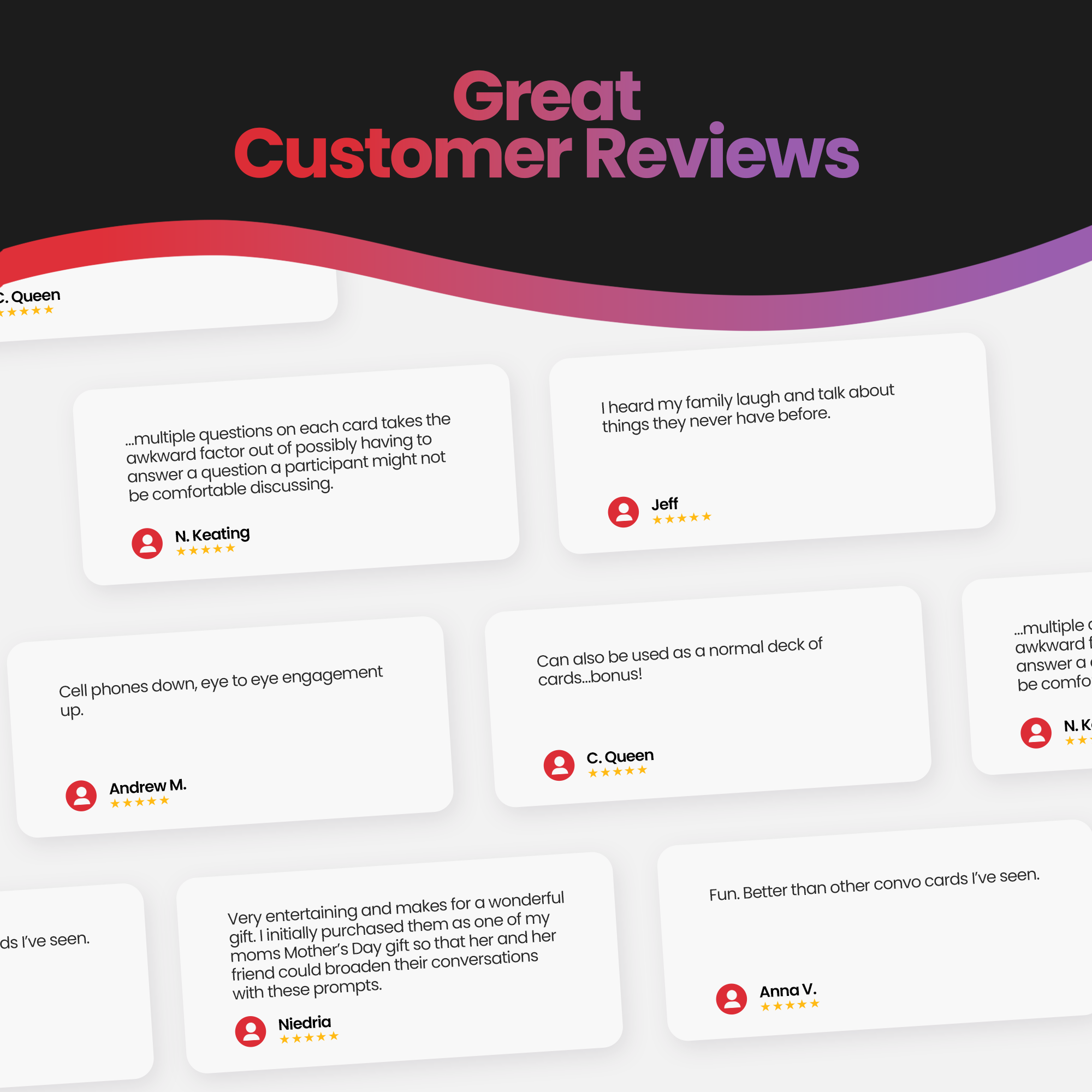 High quality casino-grade conversation cards showing UV coating and premium materials
