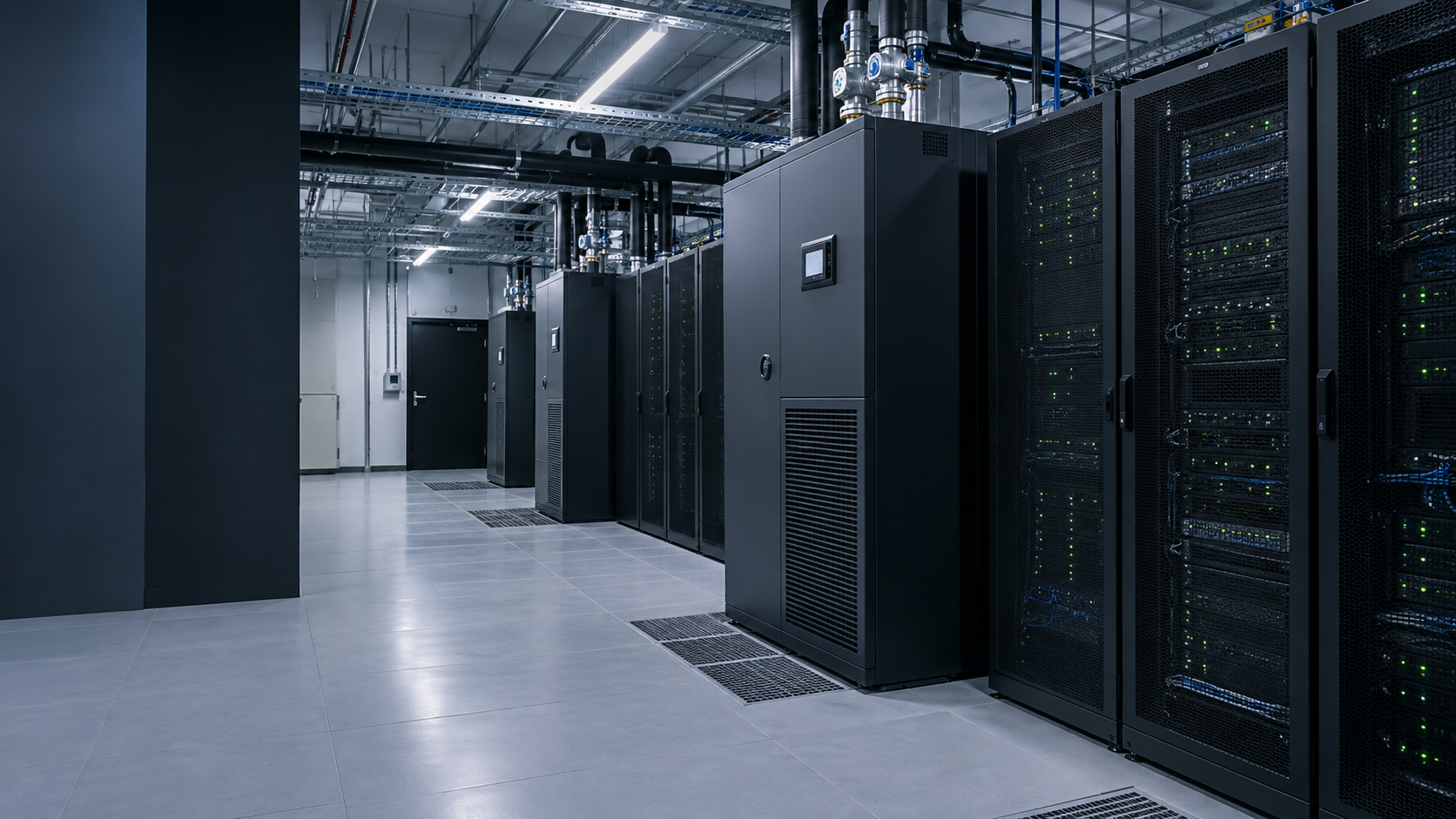Illustrasjonsbilde av serverrack i et datarom