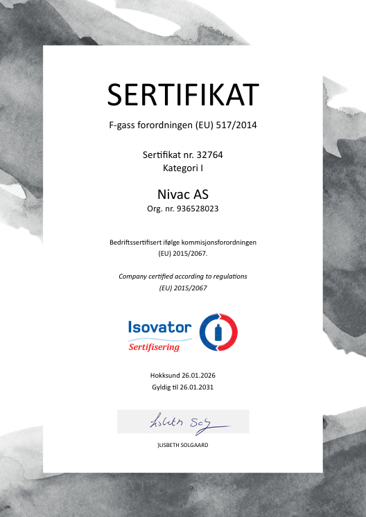 F-gass sertifisert Isovator
