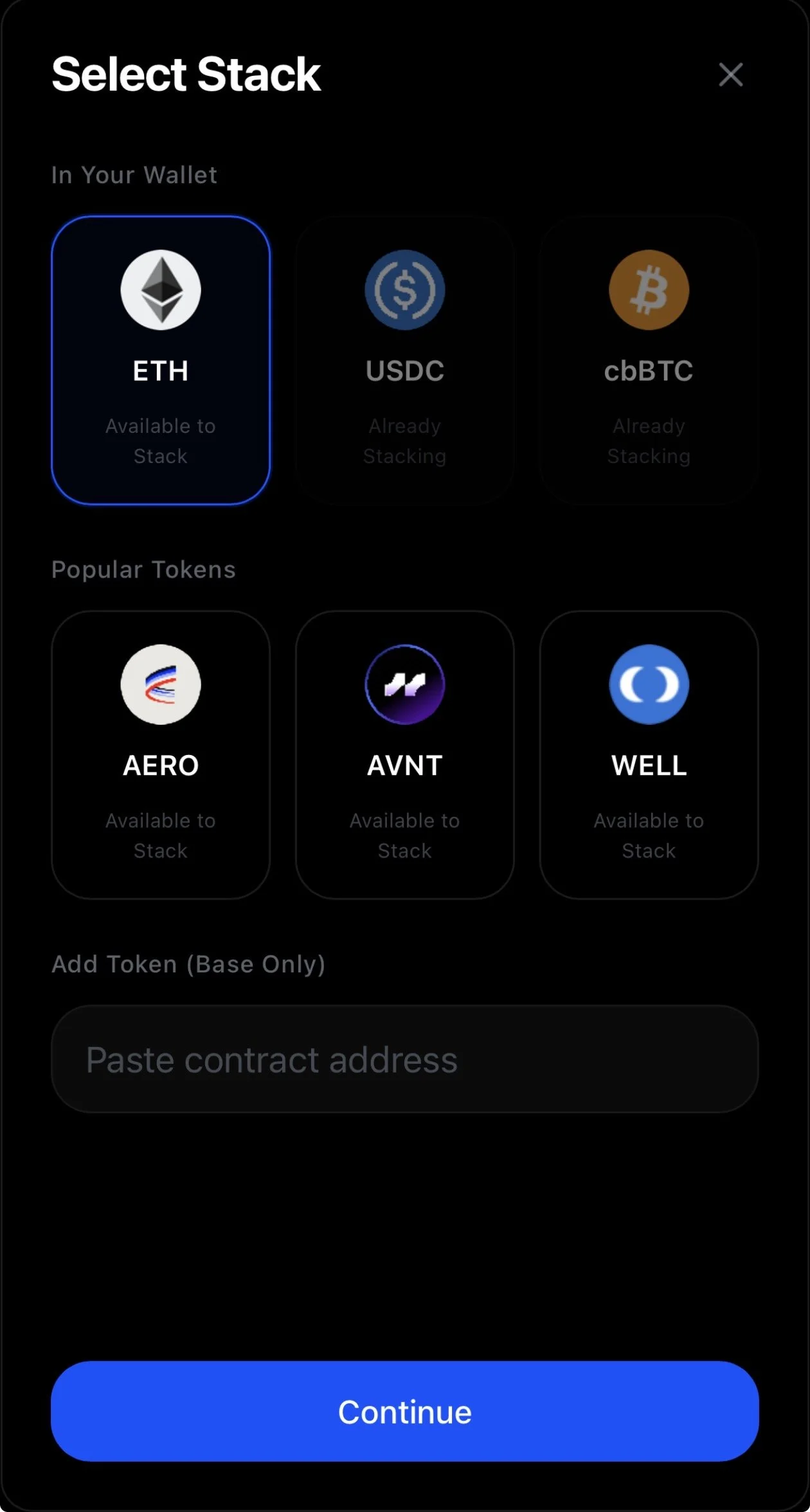 STACKS app dashboard