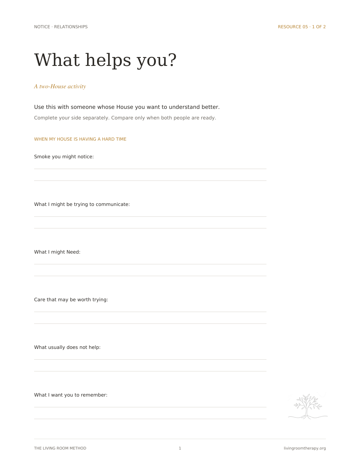 What Helps You relationship resource preview