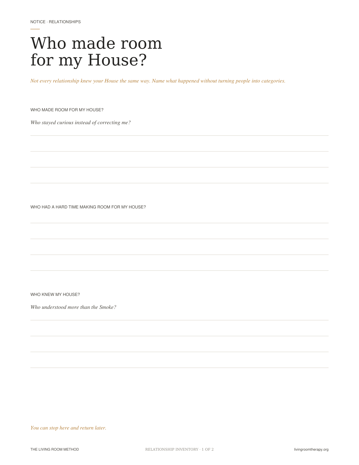 Relationship Inventory worksheet preview
