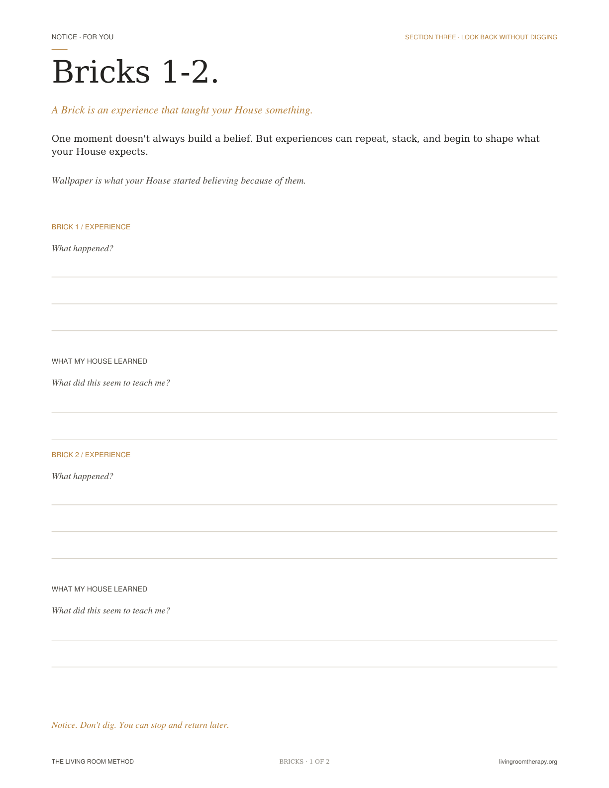 Bricks worksheet preview