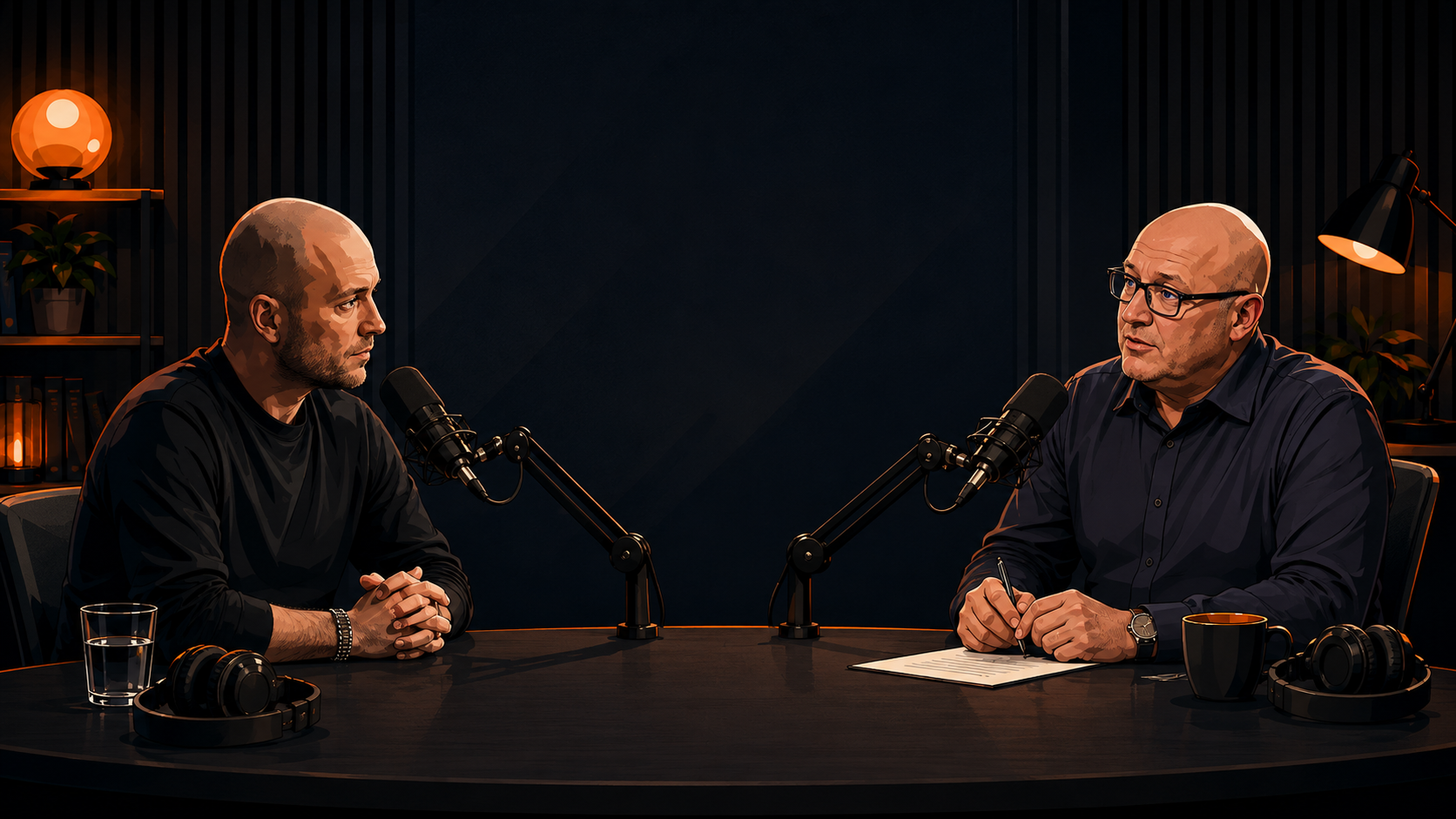 Podcast studio illustration for Peter Dunworth on What Bitcoin Did