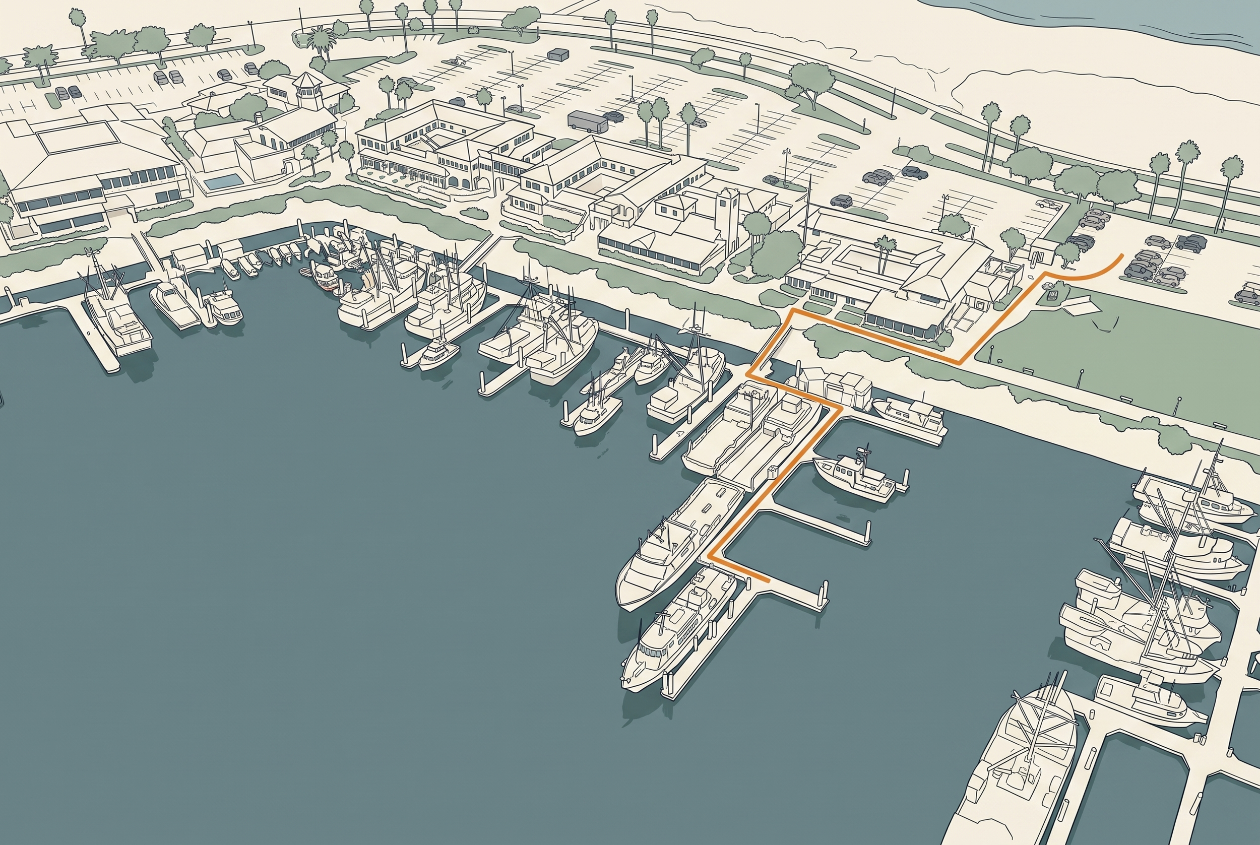 Map to Ventura Harbor Village, Dock D, Slip 25