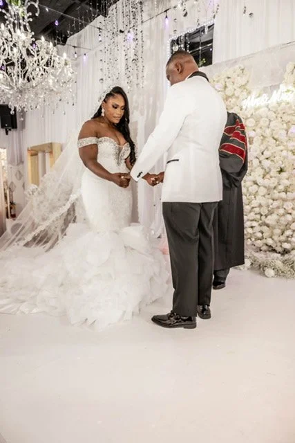 Wedding cake and champagne