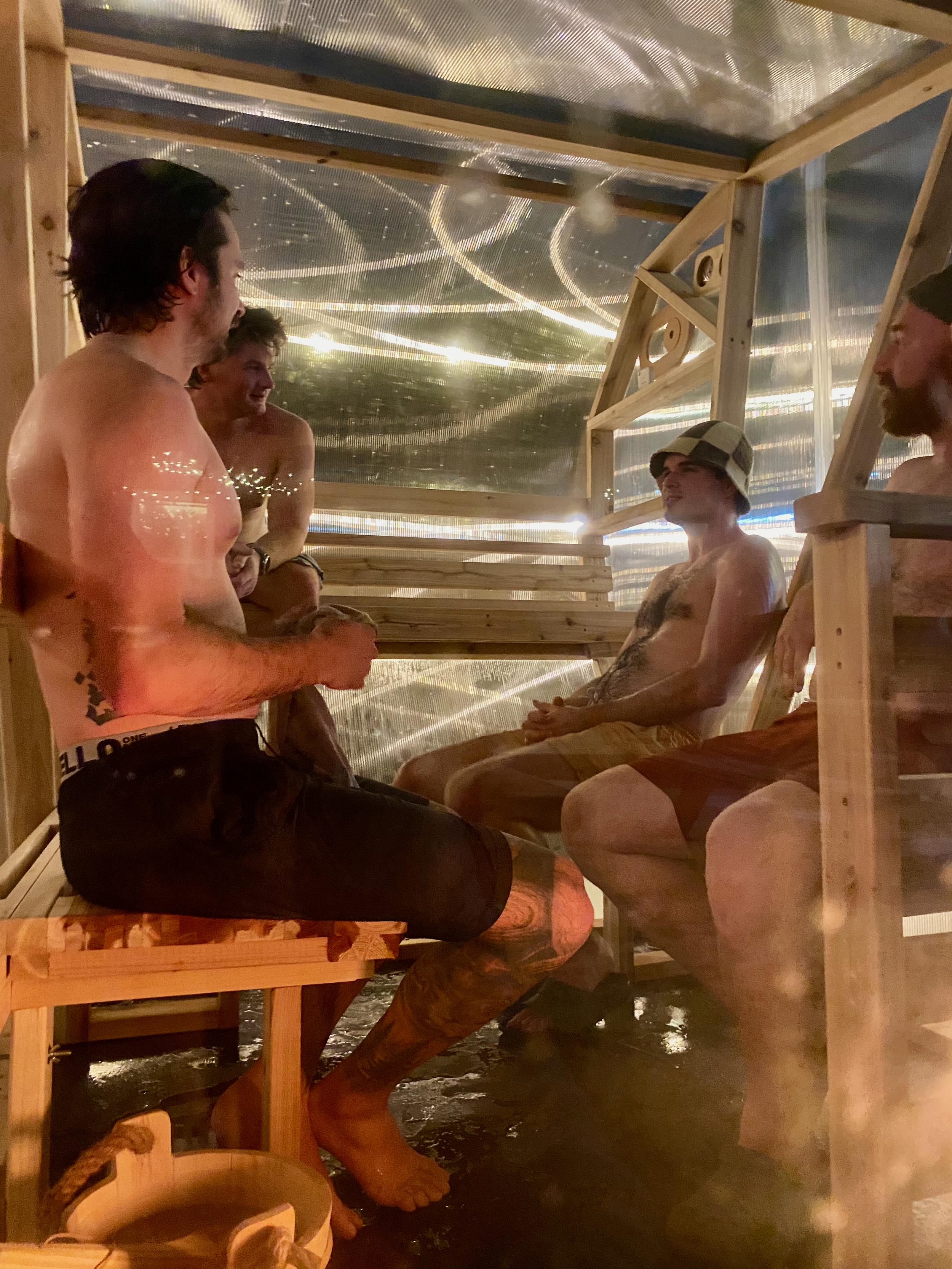 People enjoying the Sauna Haus