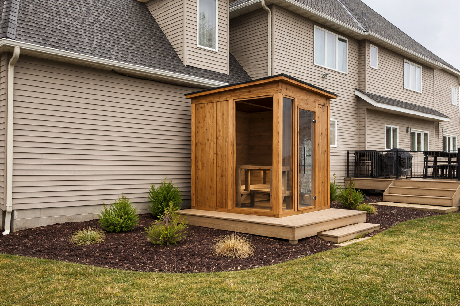 Concept rendering - sauna on a suburban deck