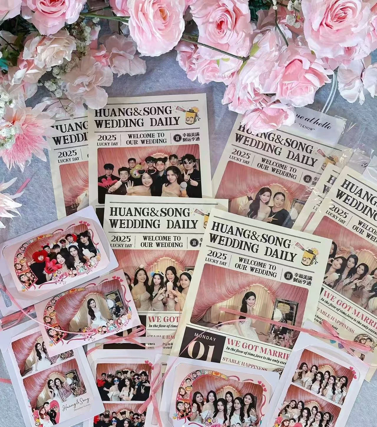 Editorial newspaper prints and classic photostrips