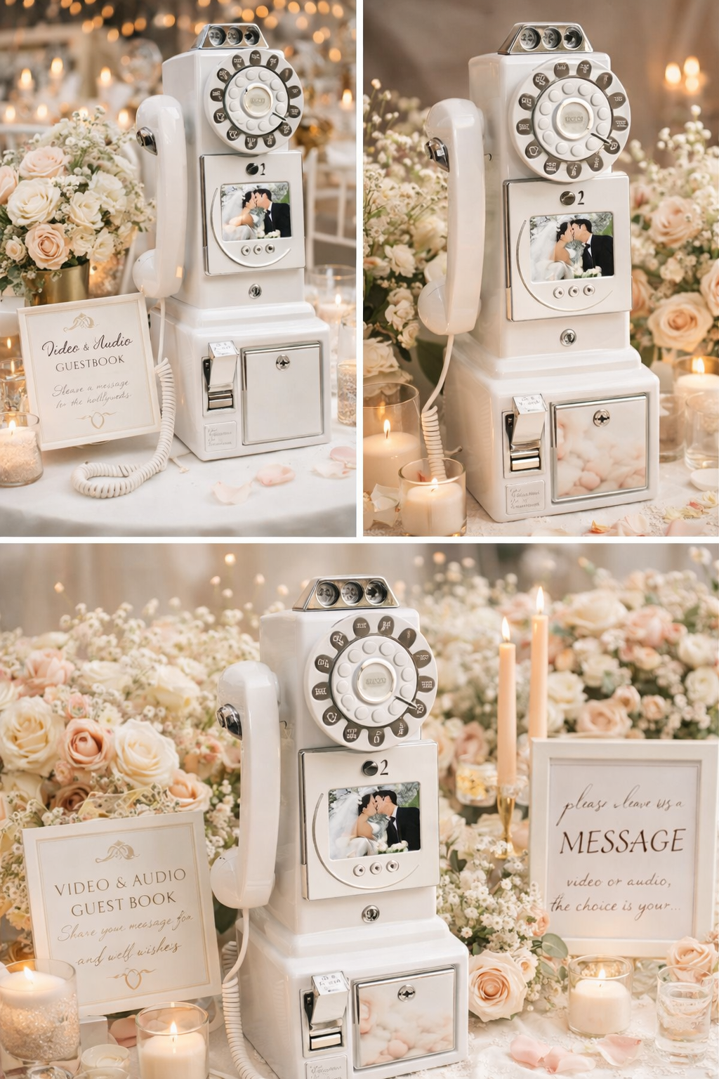 Video & Audio Guestbook vintage payphone at wedding reception