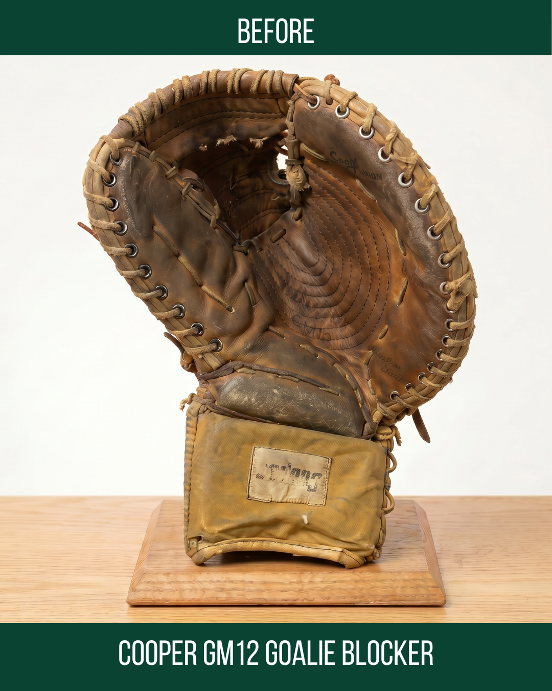Cooper GM12 Goalie Mitt before restoration