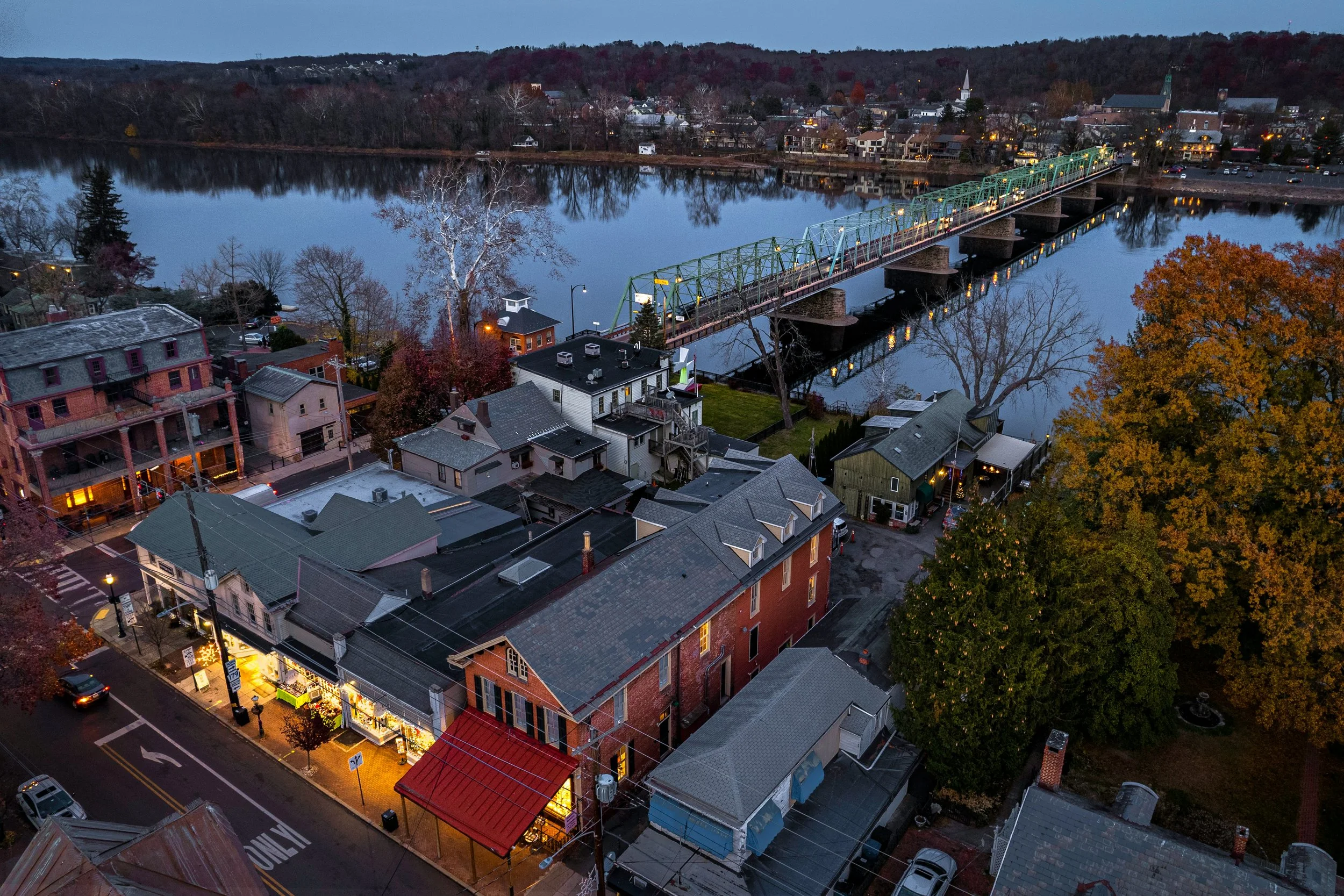 Lambertville riverfront and canal landscape near Collective Beleaf
