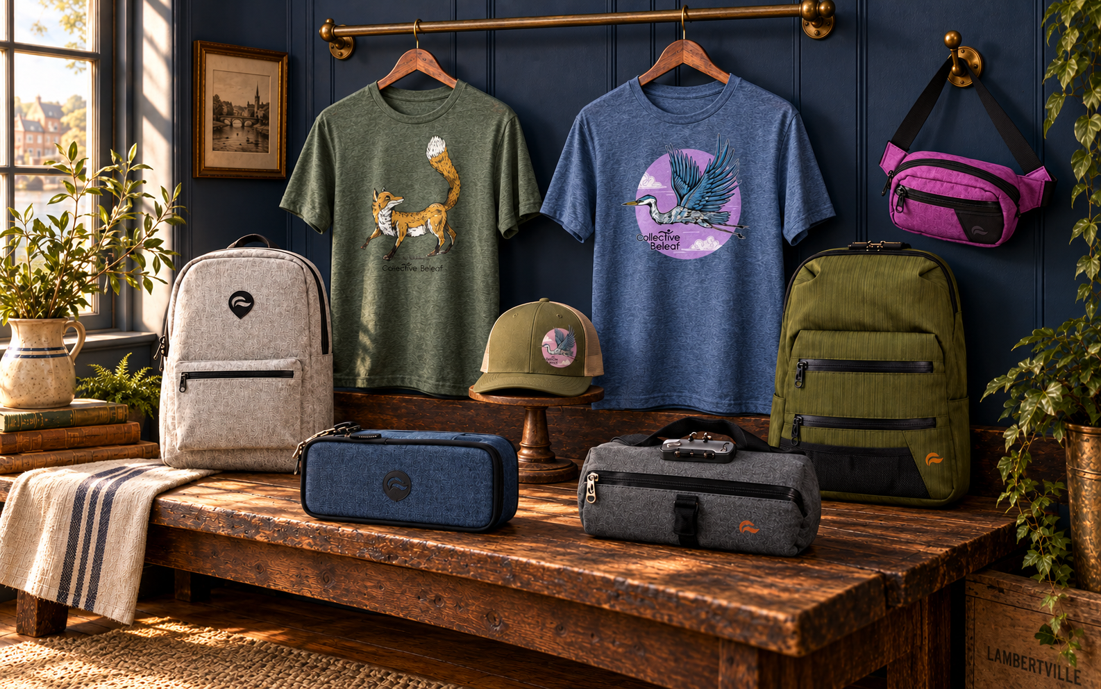 Collective Beleaf apparel, tote bags, and wearable accessories