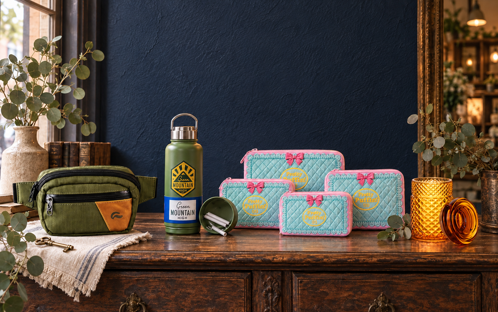 Design-forward lockable bags, jars, and decorative storage