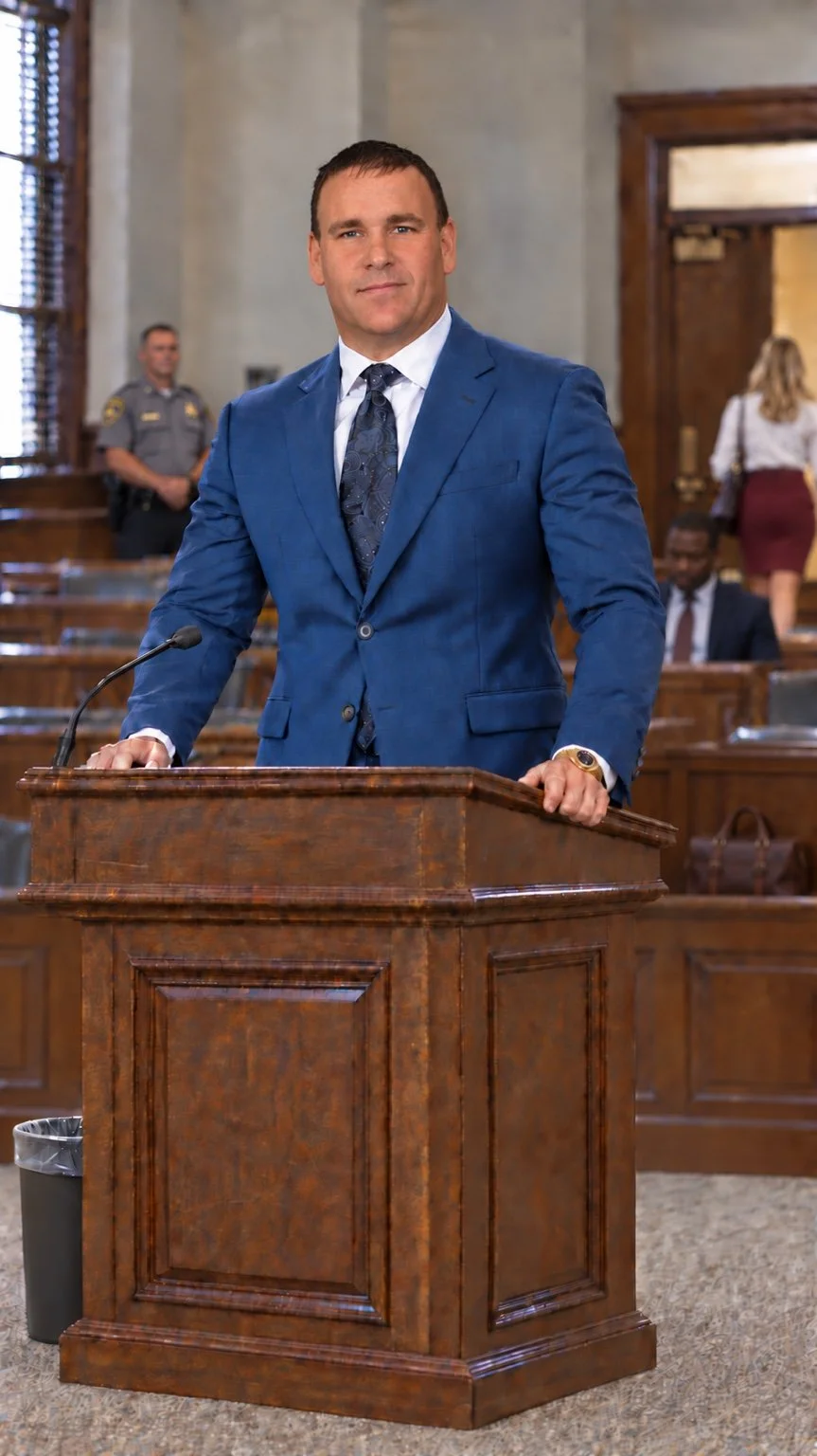 Attorney Sierra at a courtroom podium