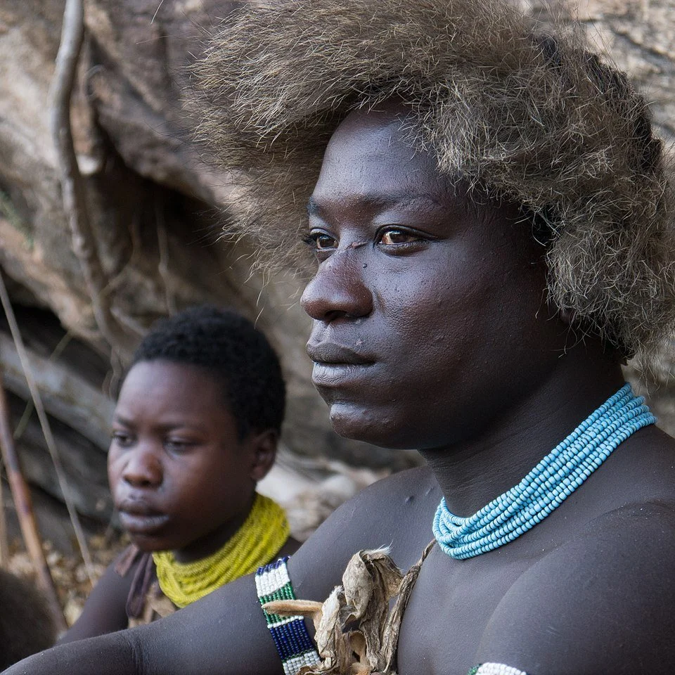 Hadzabe hunter with bow and arrow in the Tanzanian bush