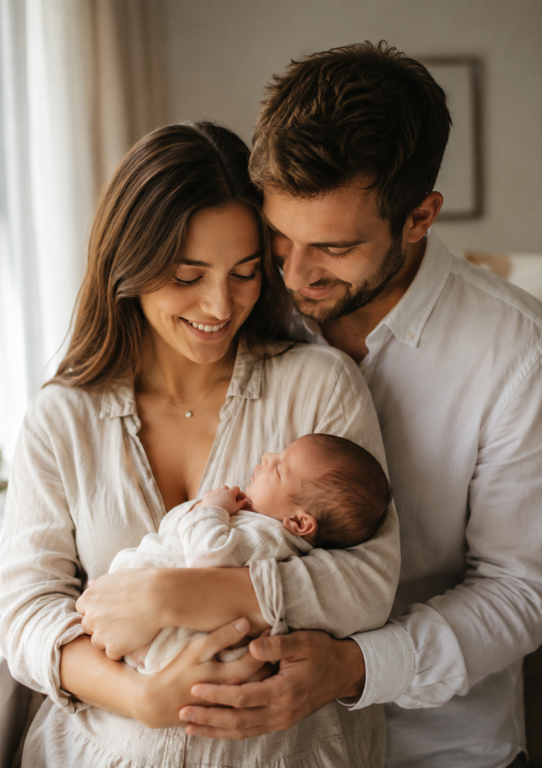 New parents holding their baby