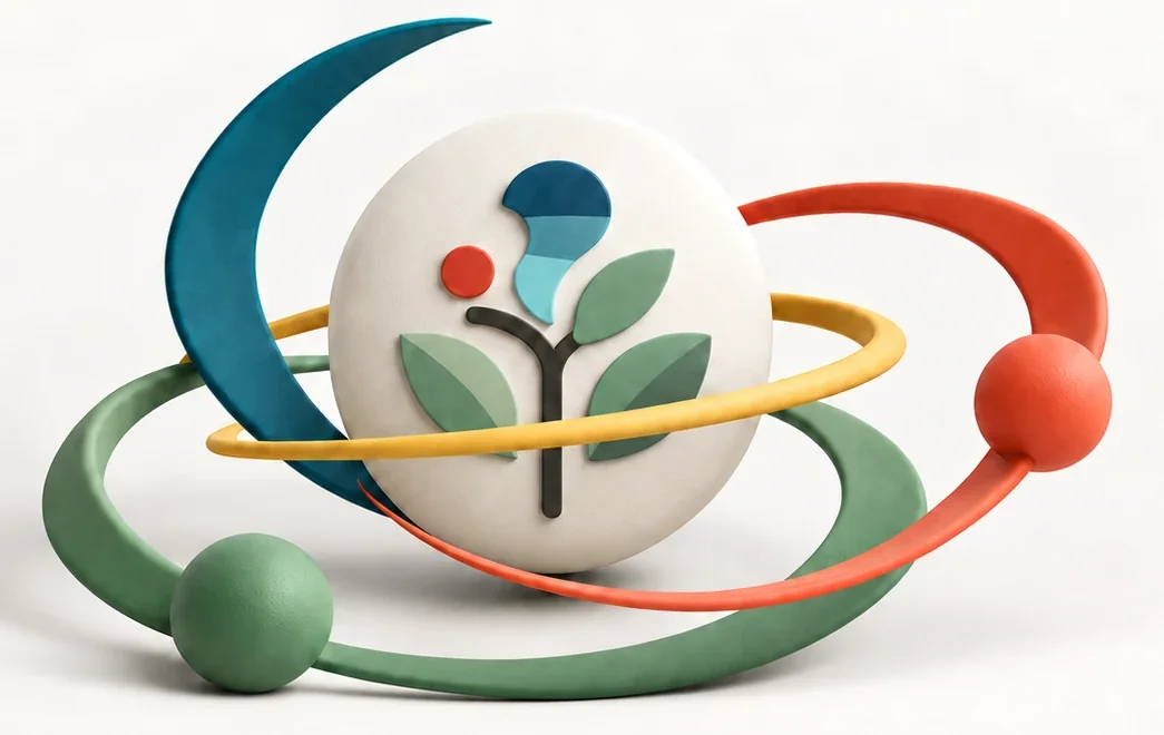 Actulyze symbol surrounded by three flowing paths representing Feel, Do and Show.