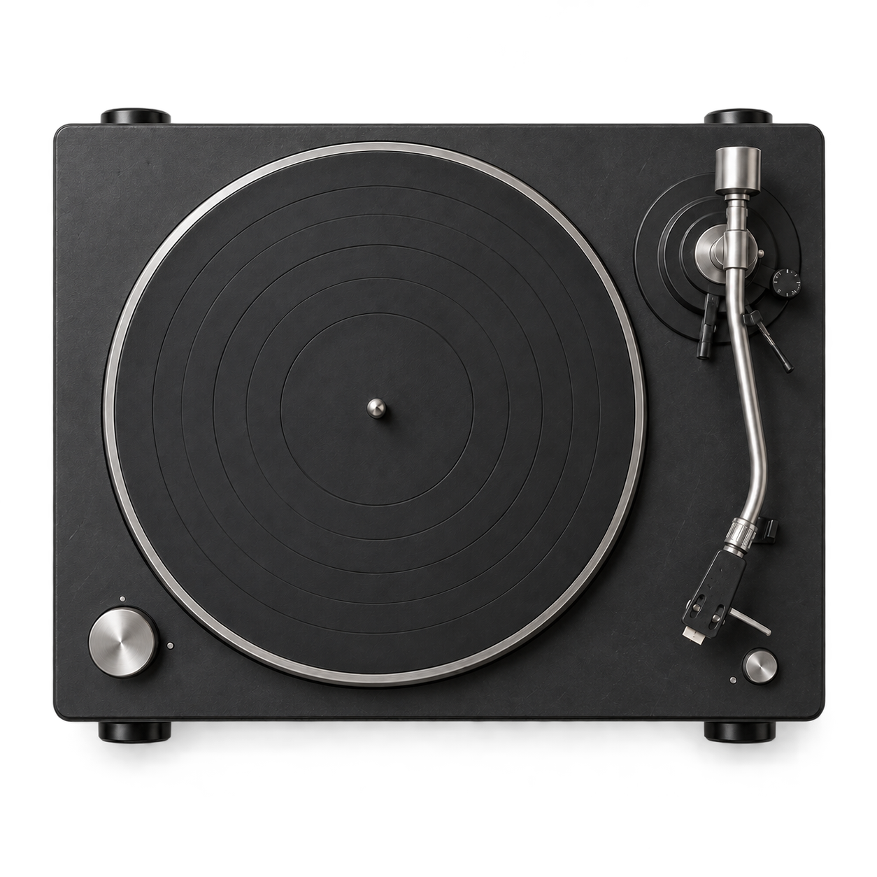 Top-down view of a record player