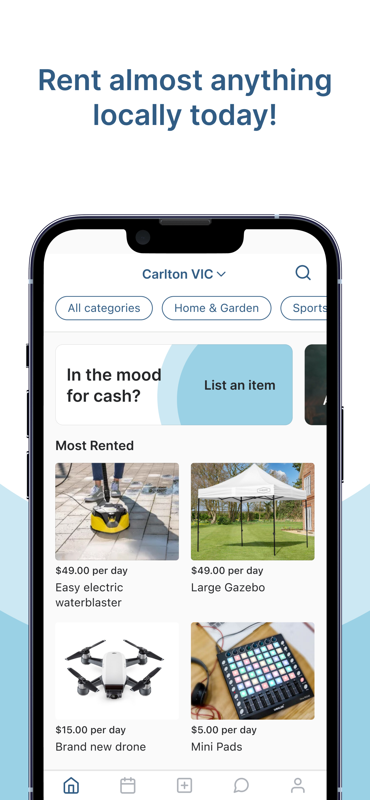 Rease app – marketplace home feed