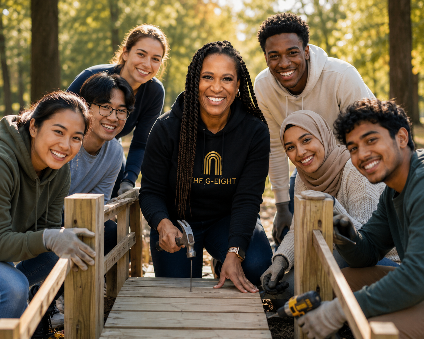 Community members building together