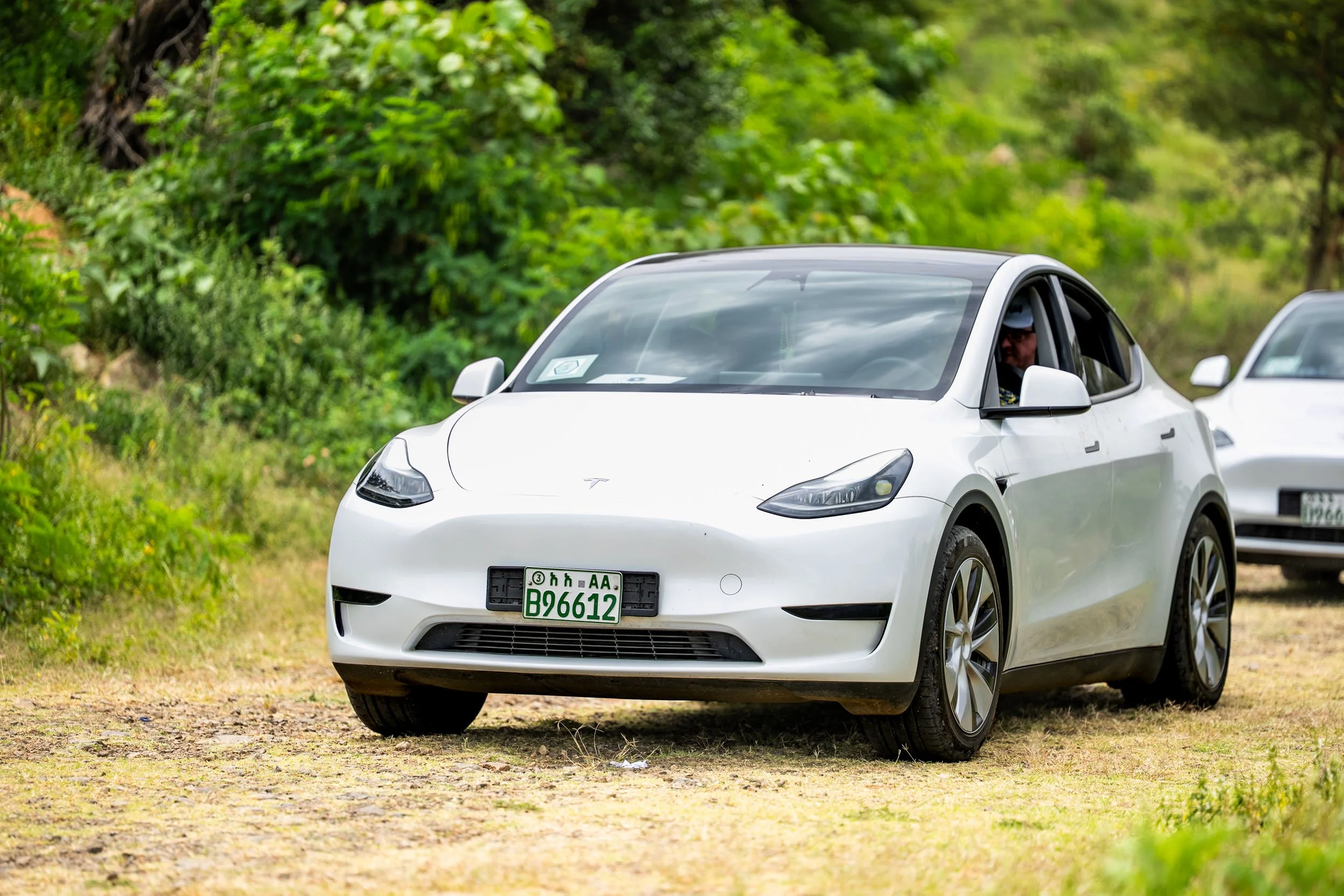 Electric vehicle travelling through the Ethiopian landscape