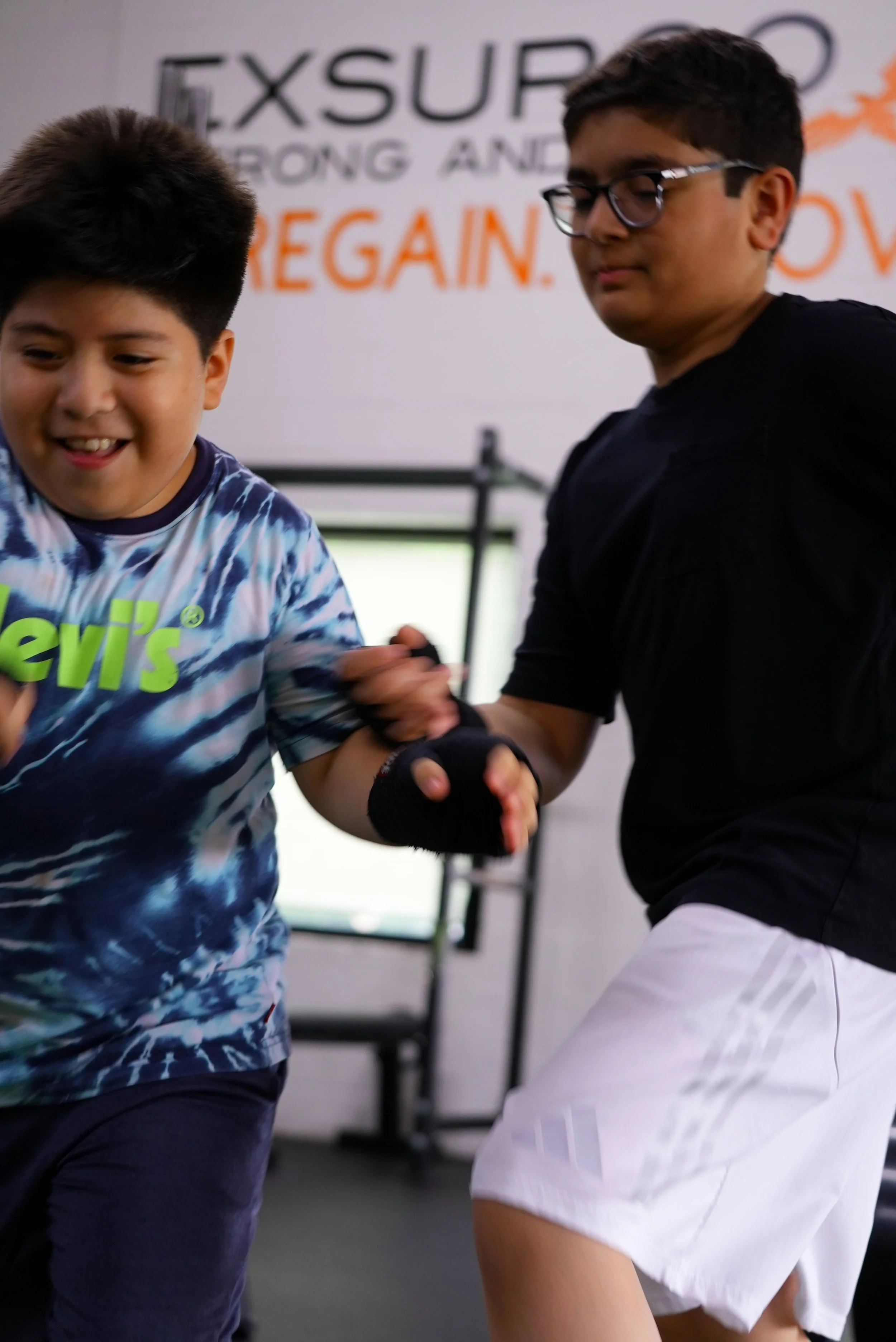 Youth boxing class in action
