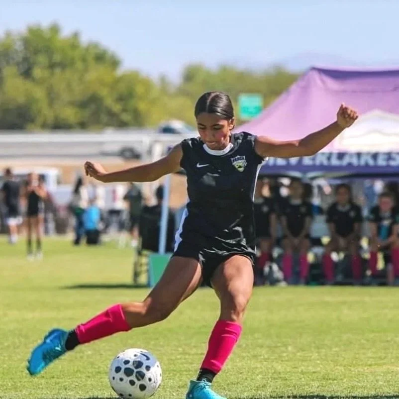 Ali Rogers on the ball for Beach FC