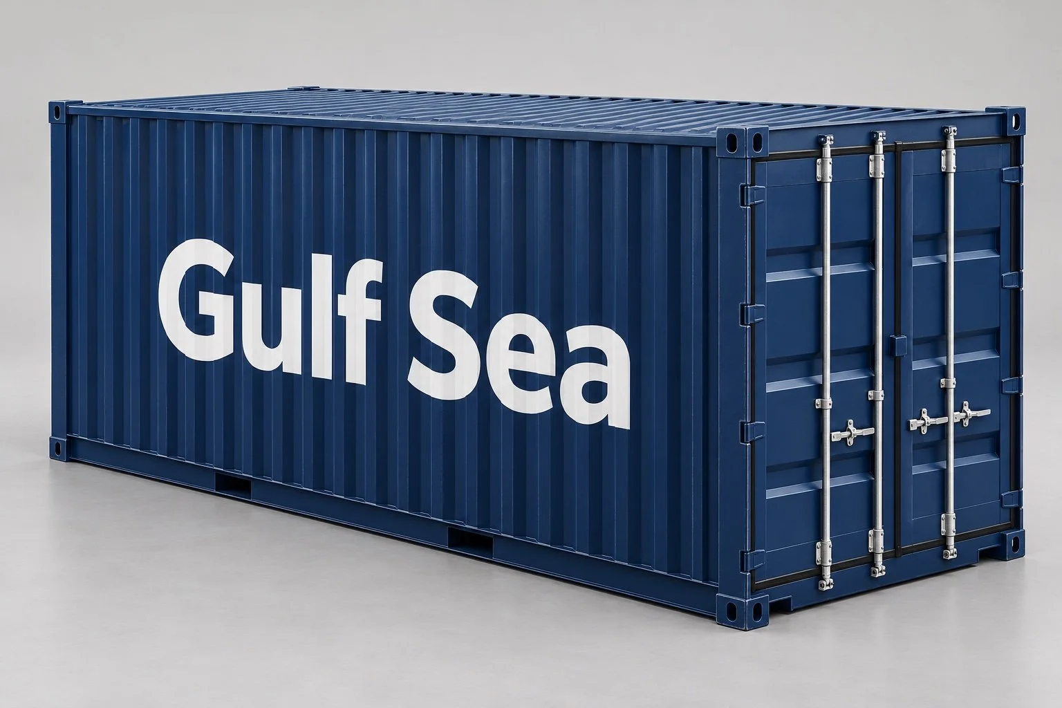 Gulf Sea yazılı 20′ GP konteynerin metal dış görünümünü gösteren temsili görsel.