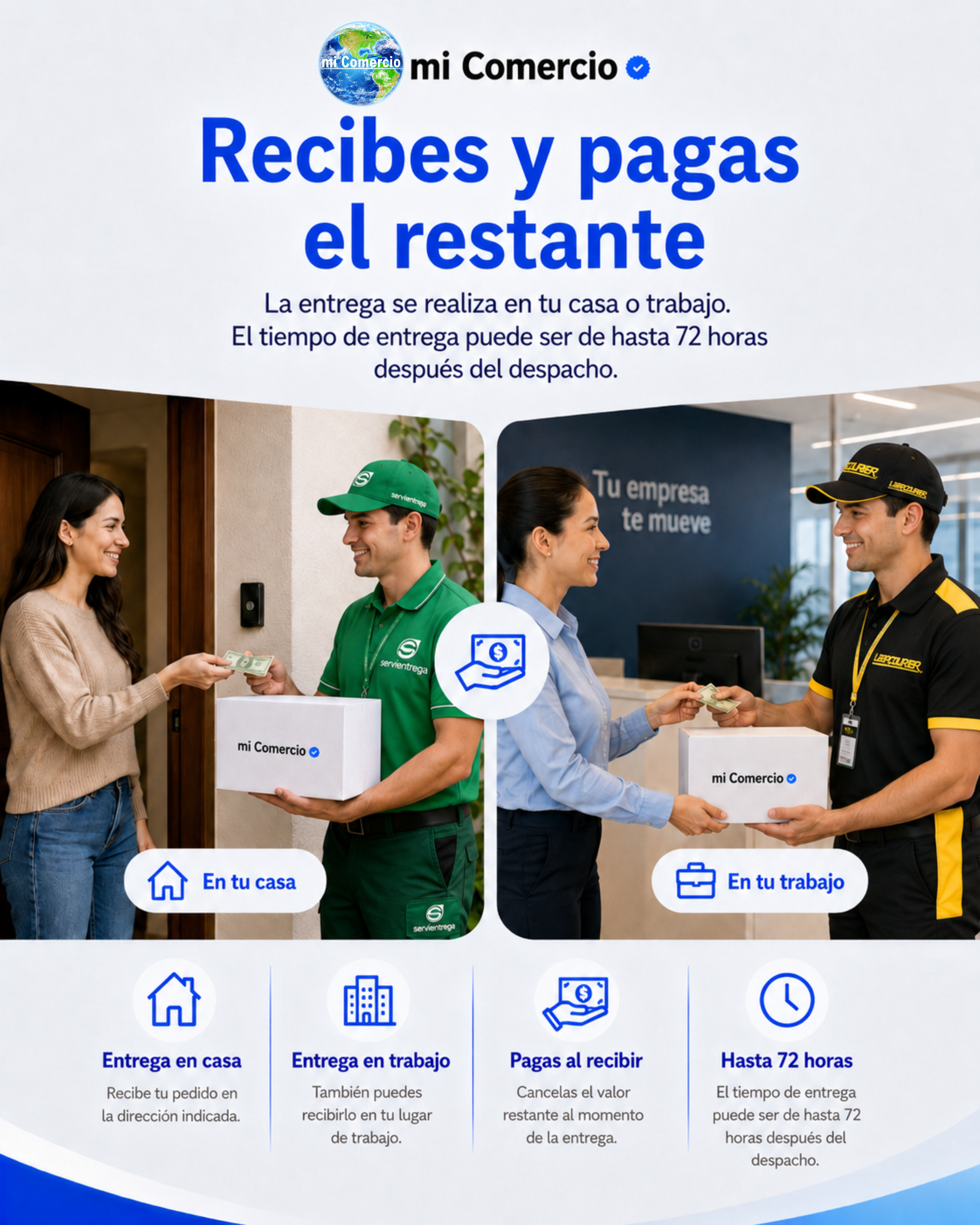 Recibes y pagas el restante